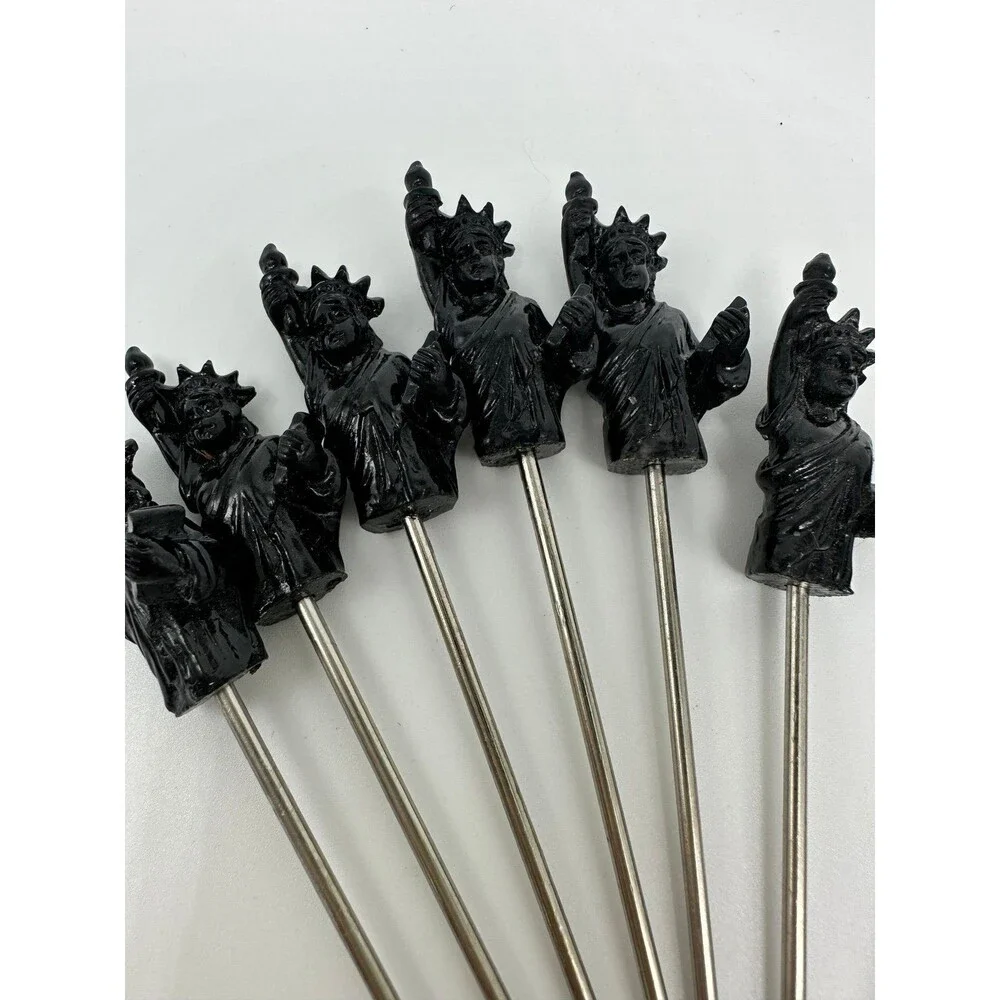 Vintage Party Picks Eiffel Tower Statue of Liberty Set Assorted Skewer